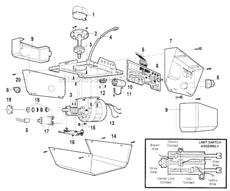 Page C Diagram and Parts List for 13953662SRT2  Craftsman Garage Door Opener
