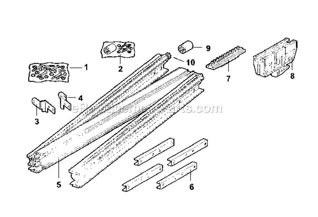 Rail Assembly Diagram and Parts List for 13953927  Craftsman Garage Door Opener