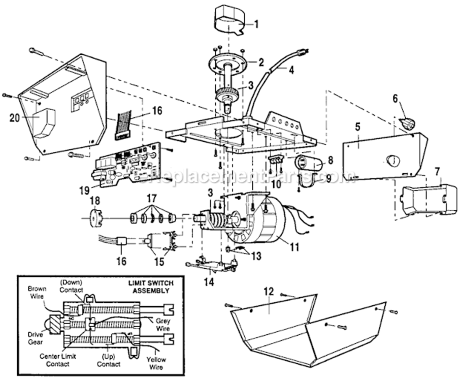 Page C Diagram and Parts List for 13953960SRT  Craftsman Garage Door Opener