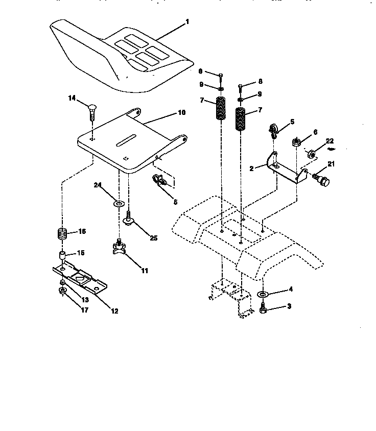 Seat Assembly Diagram and Parts List for 917270642  Craftsman Lawn Tractor