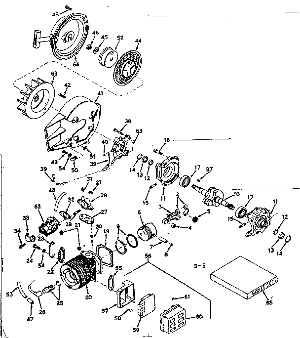 Cylinder /crankshaft And Rewind Starter Diagram and Parts List for 91762810  Craftsman Chainsaw