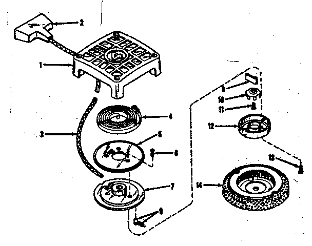 Rewind Starter No. 27262 Diagram and Parts List for 14350020  Craftsman Engine