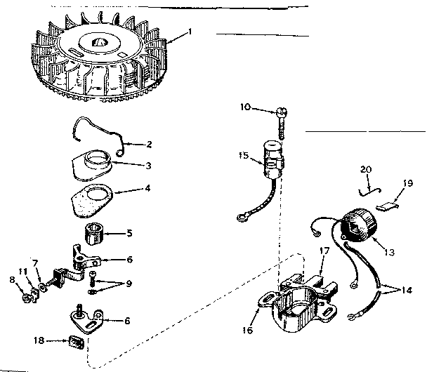 Magneto Diagram and Parts List for 200203182  Craftsman Engine