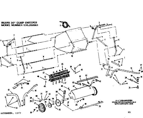Replacement Parts Diagram and Parts List for 536260961  Craftsman Lawn Tractor