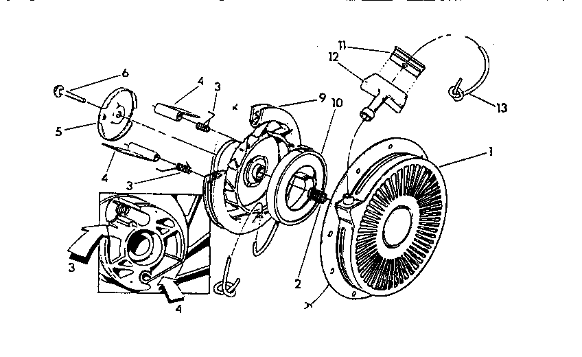 Recoil Starter Assembly Diagram and Parts List for 32725  Craftsman Generator