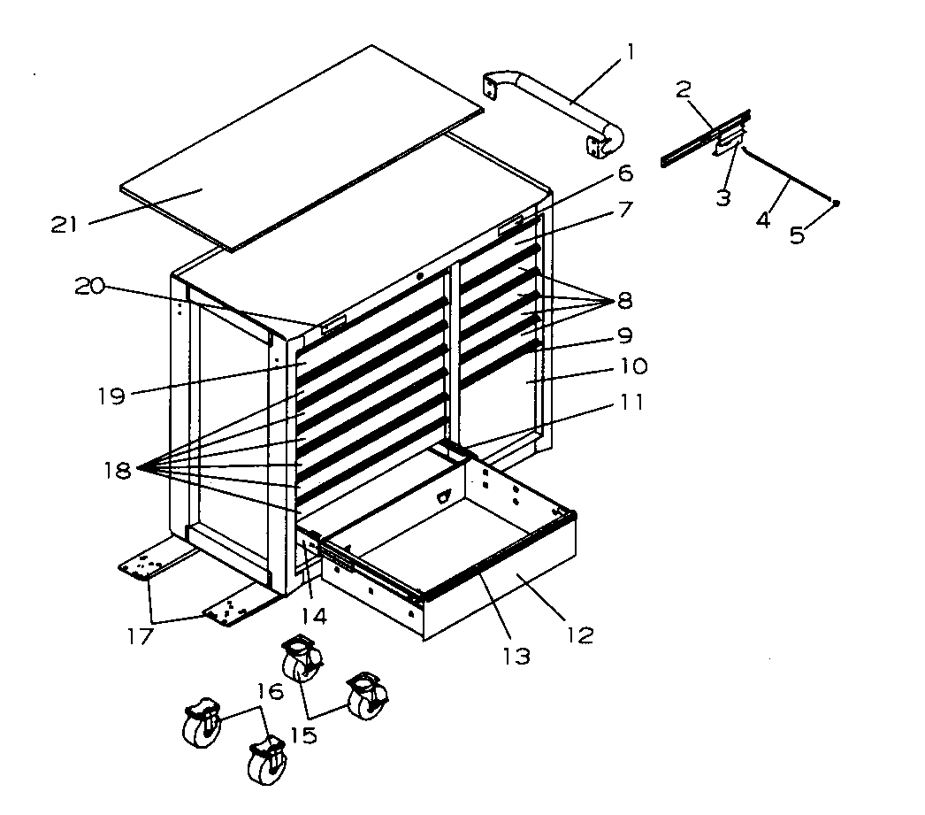 Tool Cart Diagram and Parts List for 706597242  Craftsman Tool Stand & Cart