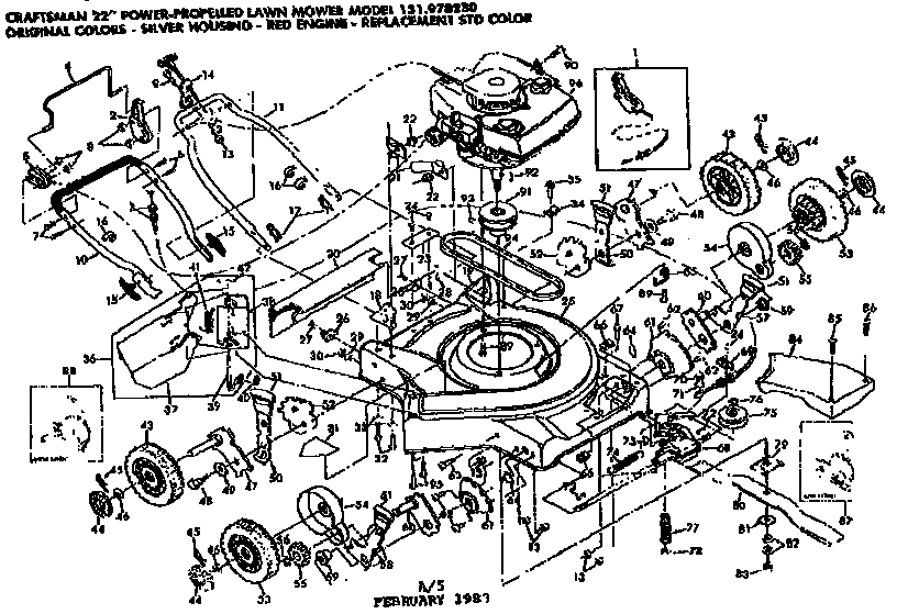 Mower Deck Diagram and Parts List for 131978230  Craftsman Lawn Mower
