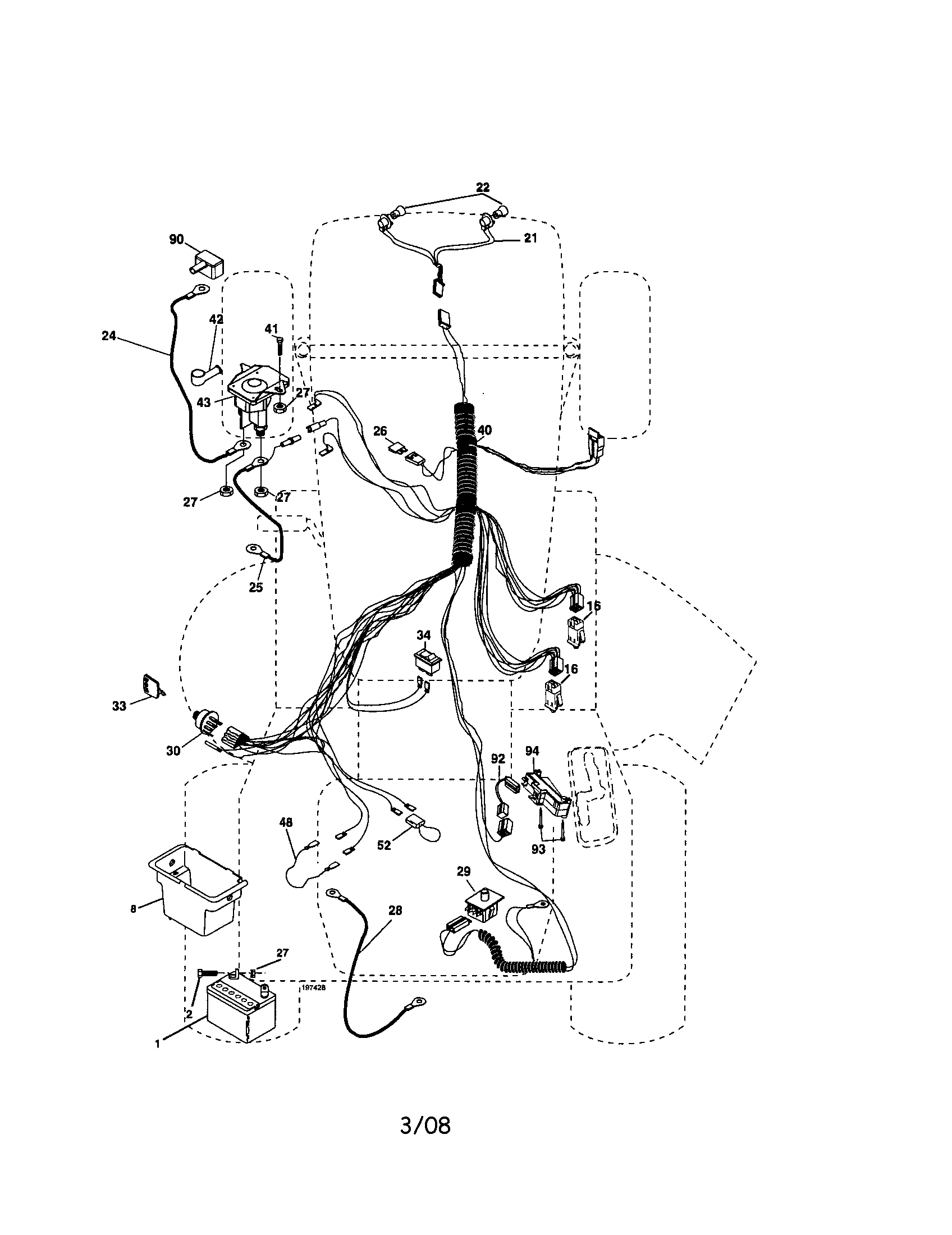 Electrical Diagram and Parts List for 917276392  Craftsman Lawn Tractor