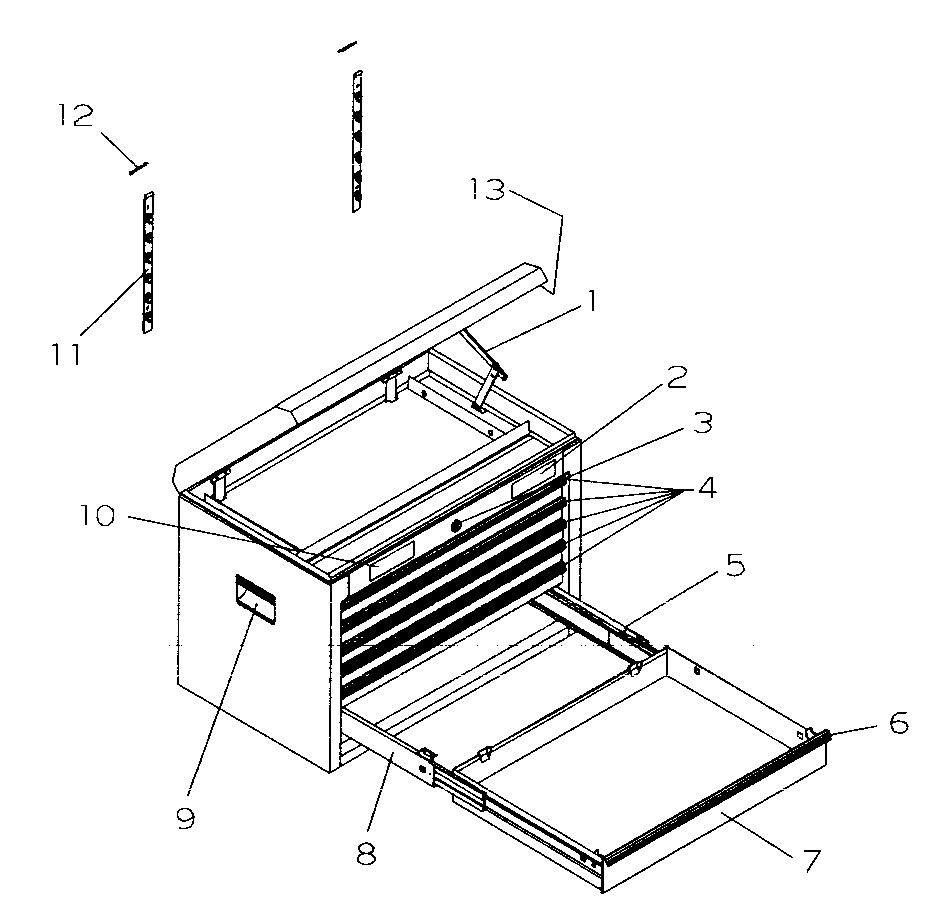 Tool Chest Diagram and Parts List for 706597166  Craftsman Tool Stand & Cart