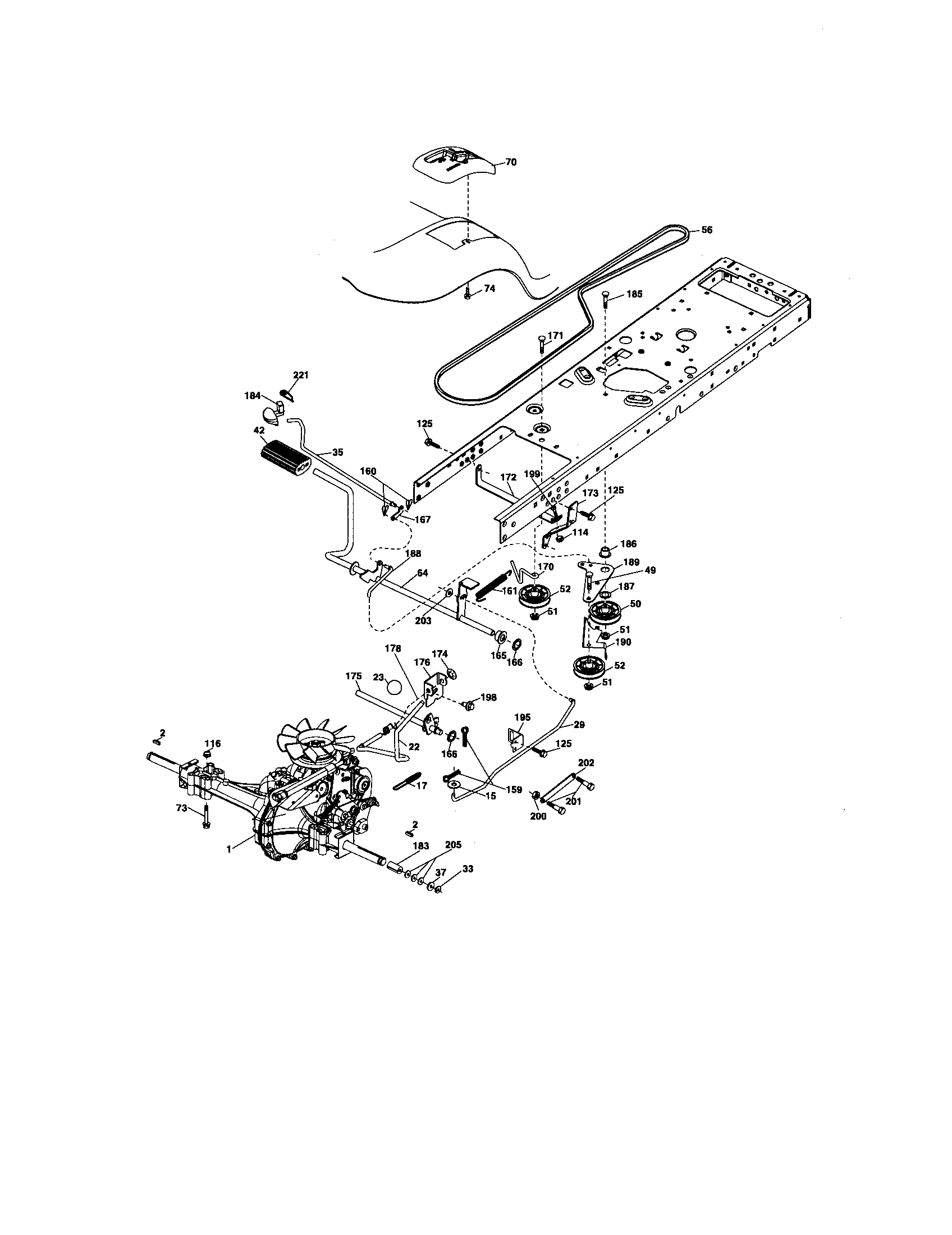 Ground Drive Diagram and Parts List for 917276642  Craftsman Lawn Tractor