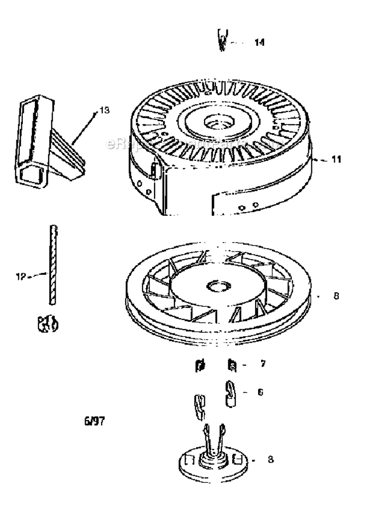 Rewind_Starter_590743 Diagram and Parts List for 143015071  Craftsman Lawn Mower