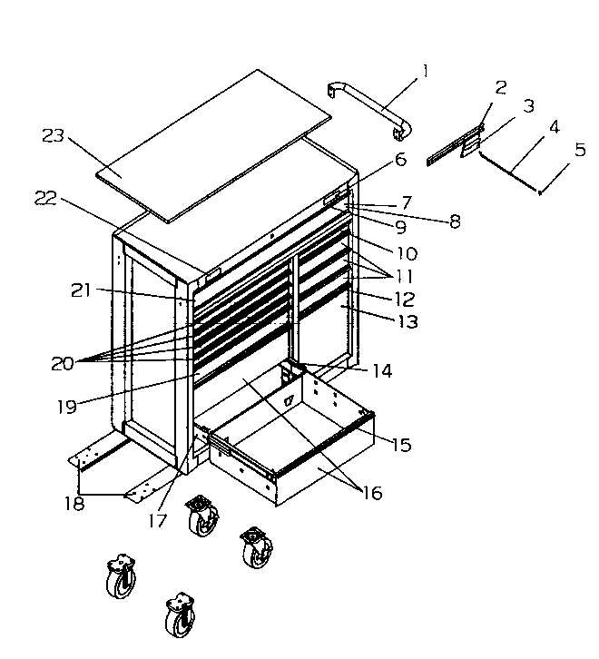 Tool Chest Diagram and Parts List for 706954800  Craftsman Tool Stand & Cart