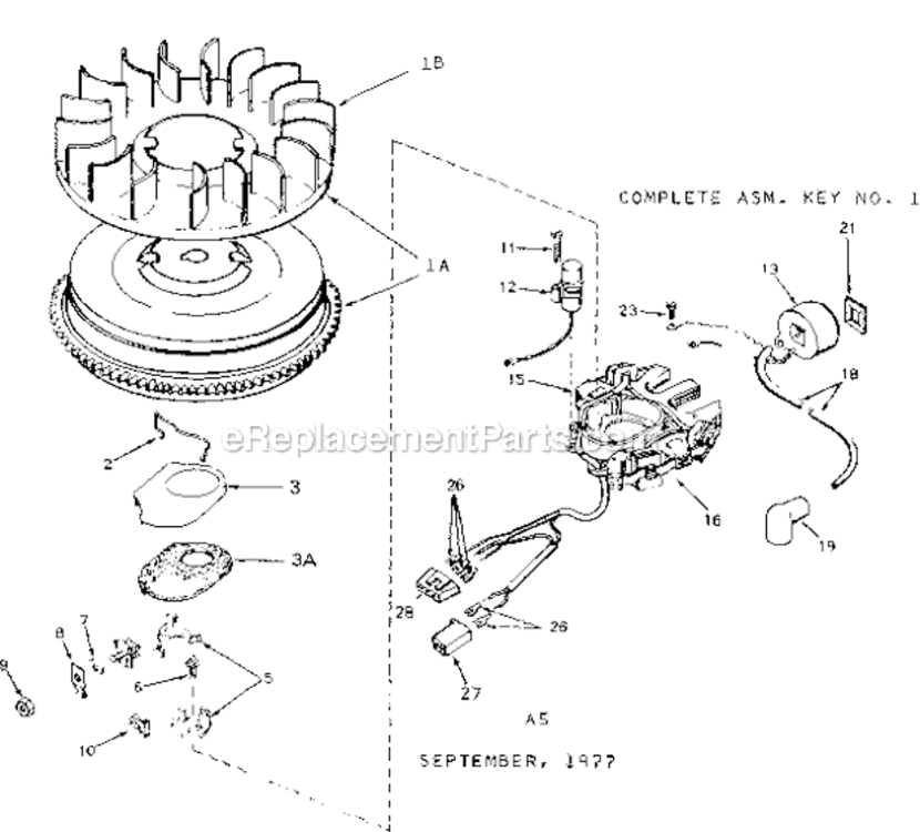 Magneto Diagram and Parts List for 143286072  Craftsman Engine