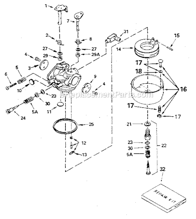 Page B Diagram and Parts List for 143436012  Craftsman Engine