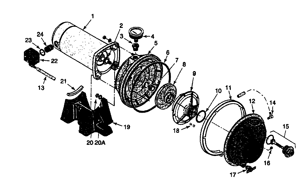 Motor Assy Diagram and Parts List for 3902522  Craftsman Water Pump