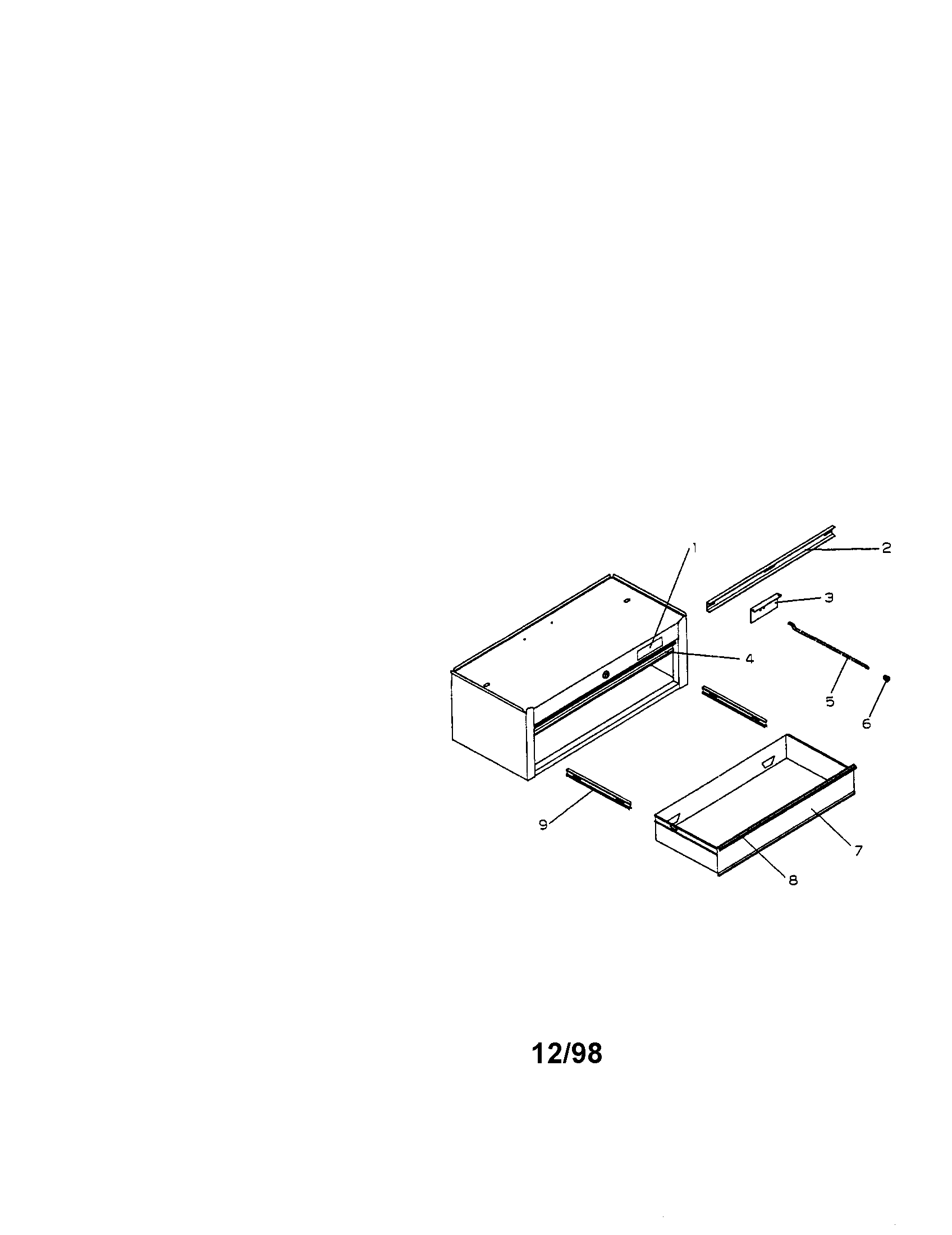 2-drawer Intermediate Chest Diagram and Parts List for 706651345  Craftsman Tool Stand & Cart