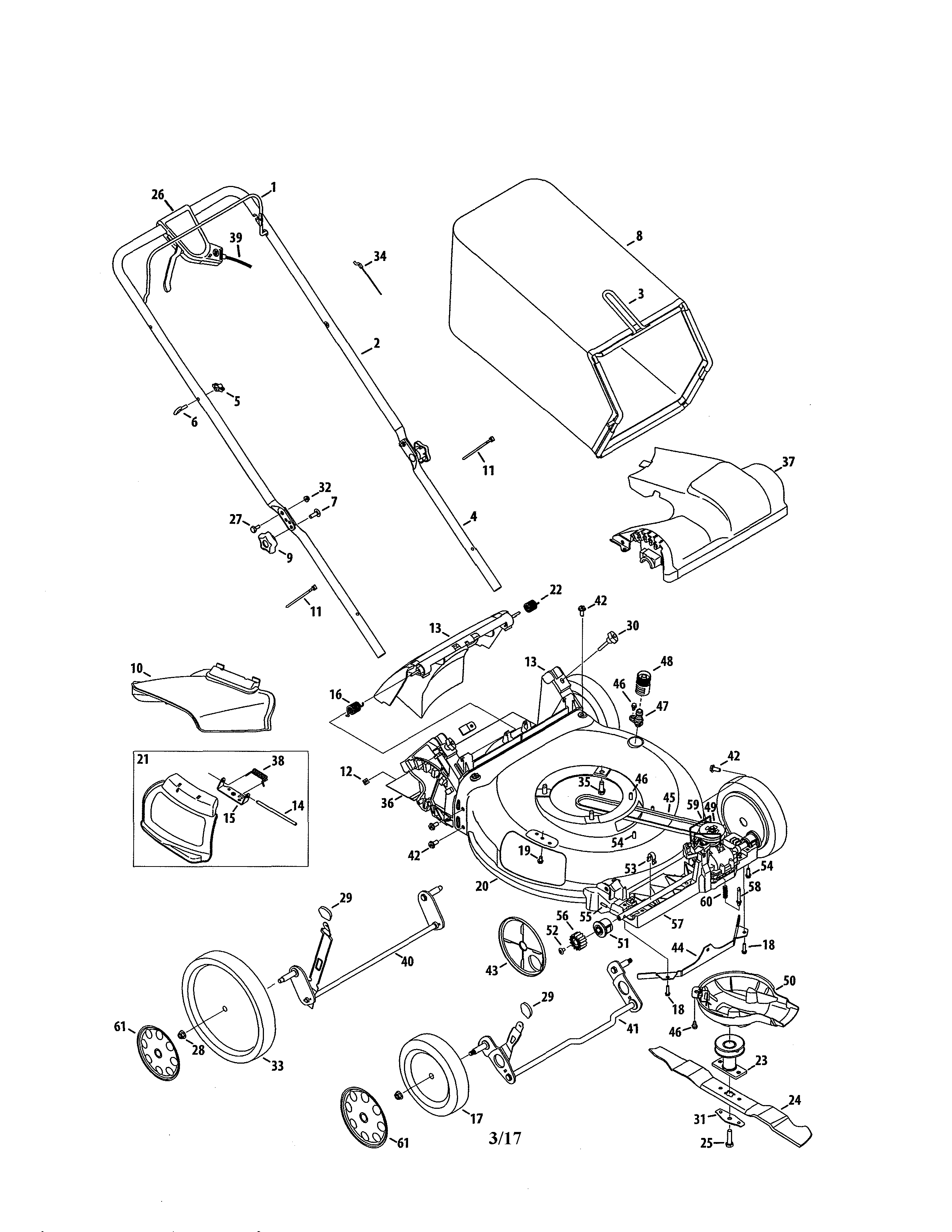 Lawn Mower Diagram and Parts List for 247374411  Craftsman Lawn Mower