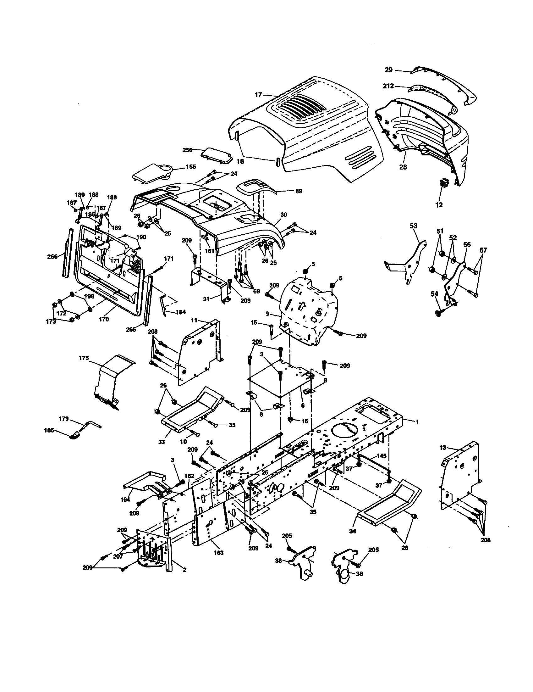 Chassis And Enclosures Diagram and Parts List for 917277103  Craftsman Lawn Tractor