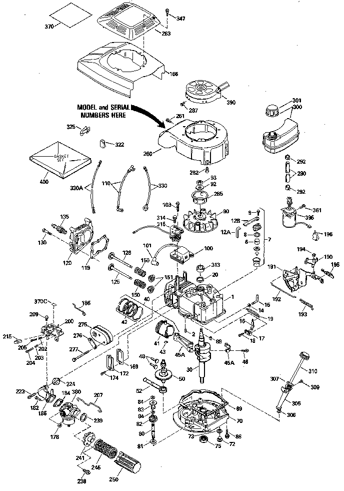 Replacement Parts Diagram and Parts List for 143414392  Craftsman Engine
