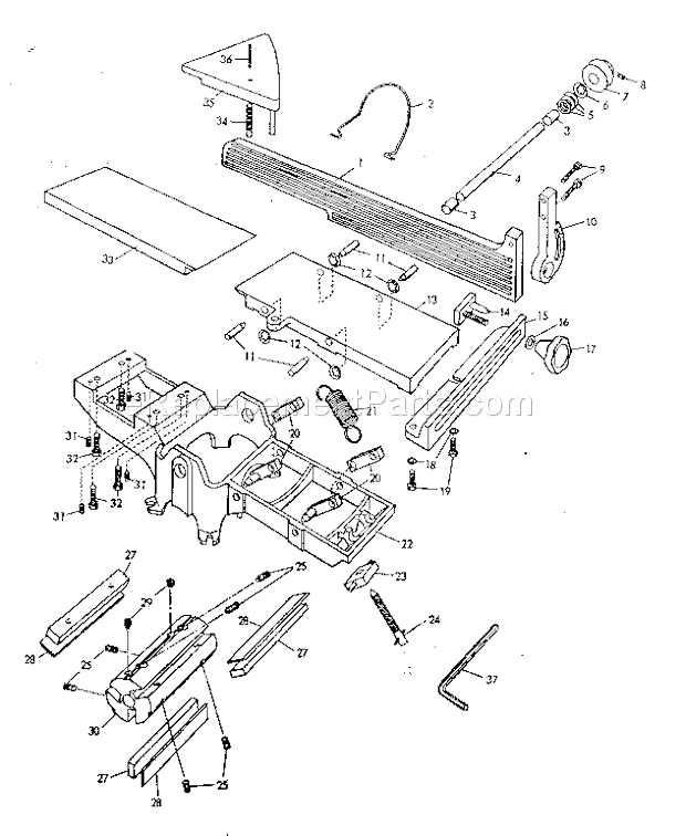 Unit Parts Diagram and Parts List for 14921870  Craftsman Planer Jointer