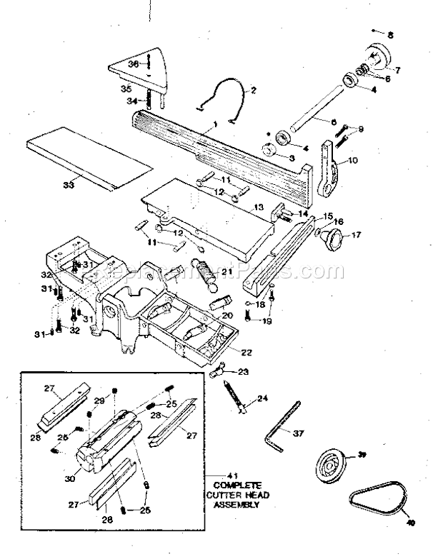 Unit Parts Diagram and Parts List for 14921871  Craftsman Planer Jointer