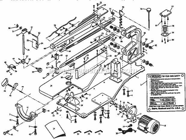 Unit Parts Diagram and Parts List for 149236160  Craftsman Scroll Saw