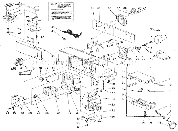 Unit Parts Diagram and Parts List for 149236222  Craftsman Planer Jointer