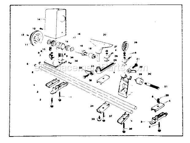Page A Diagram and Parts List for 14923860  Craftsman Lathe