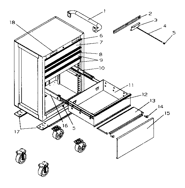 Tool Box Diagram and Parts List for 706954880  Craftsman Tool Stand & Cart
