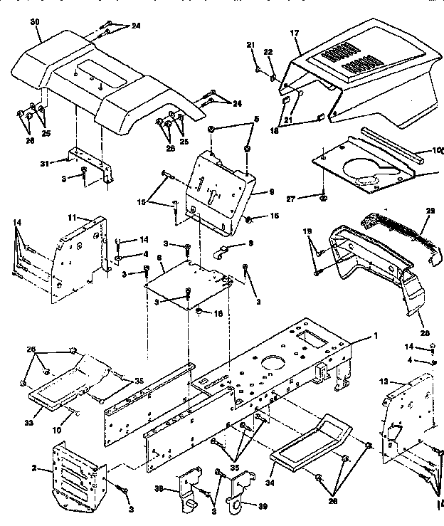 Chassis And Enclosures Diagram and Parts List for 917252511  Craftsman Lawn Tractor