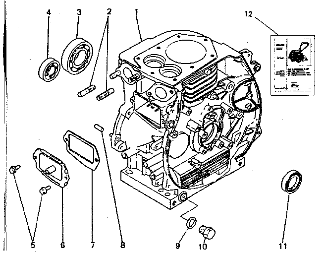 Cylinder Block System Diagram and Parts List for 636299950  Craftsman Engine