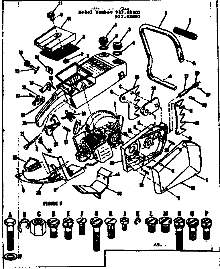Main Frame Diagram and Parts List for 91762801  Craftsman Chainsaw