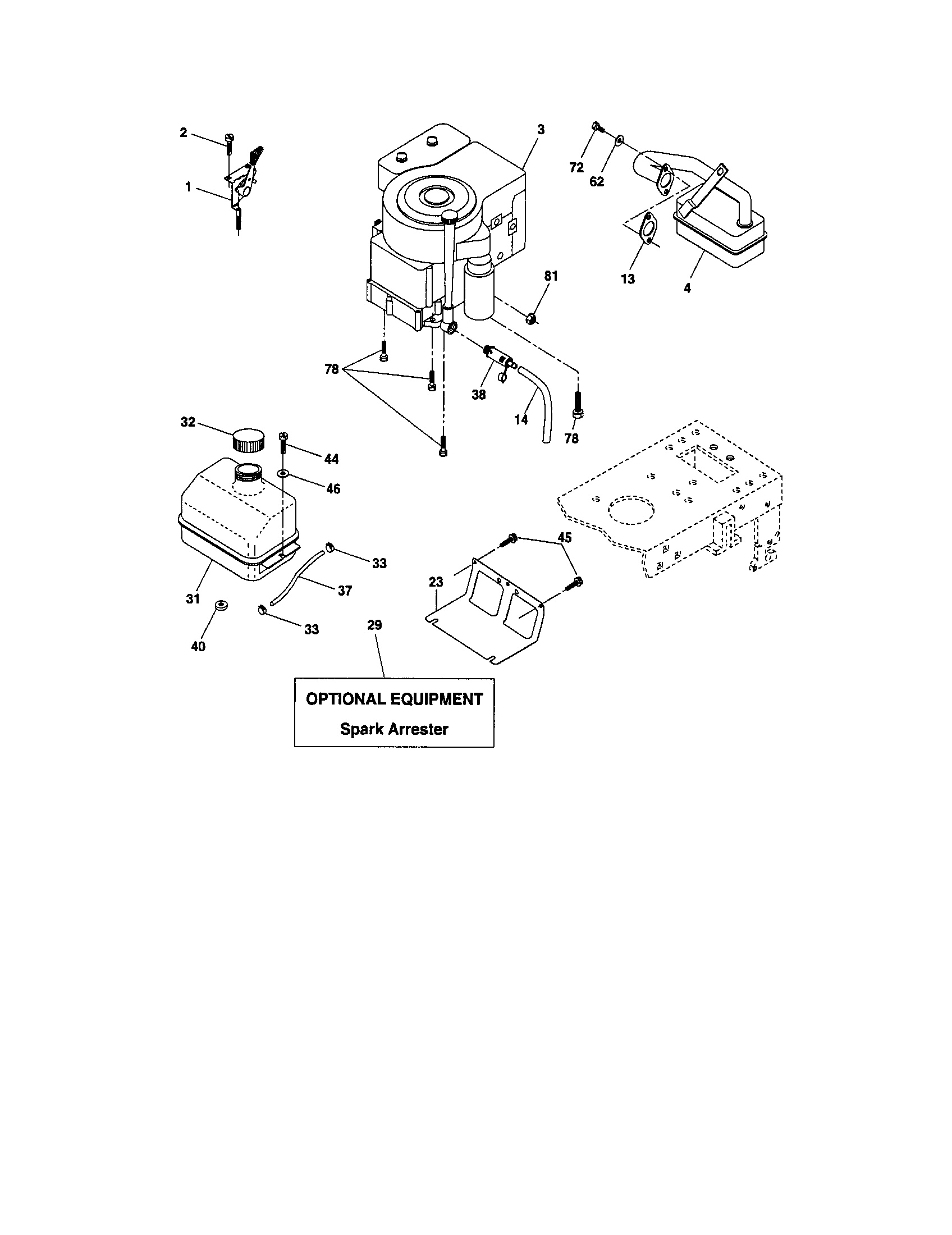 Engine Diagram and Parts List for 917275390  Craftsman Lawn Tractor