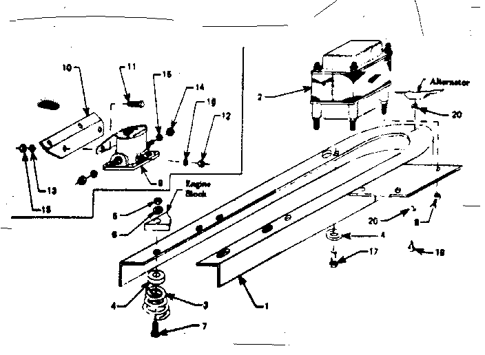 Mounting Base Diagram and Parts List for 580321821  Craftsman Engine