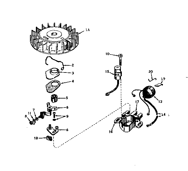 Magneto No. 610690a Diagram and Parts List for 143561062  Craftsman Engine