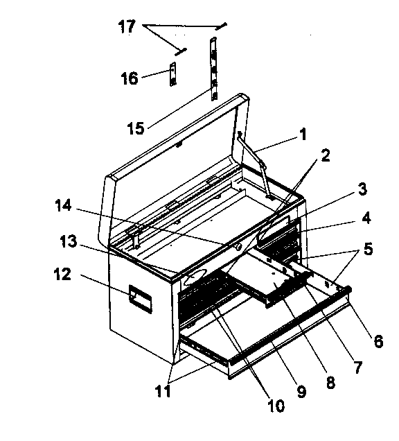Tool Chest Diagram and Parts List for 706599022  Craftsman Tool Stand & Cart