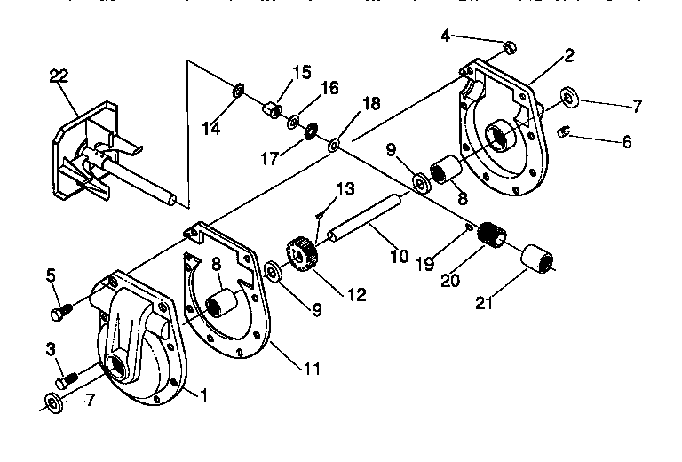 Gear Box Diagram and Parts List for 536886622  Craftsman Snow Blower