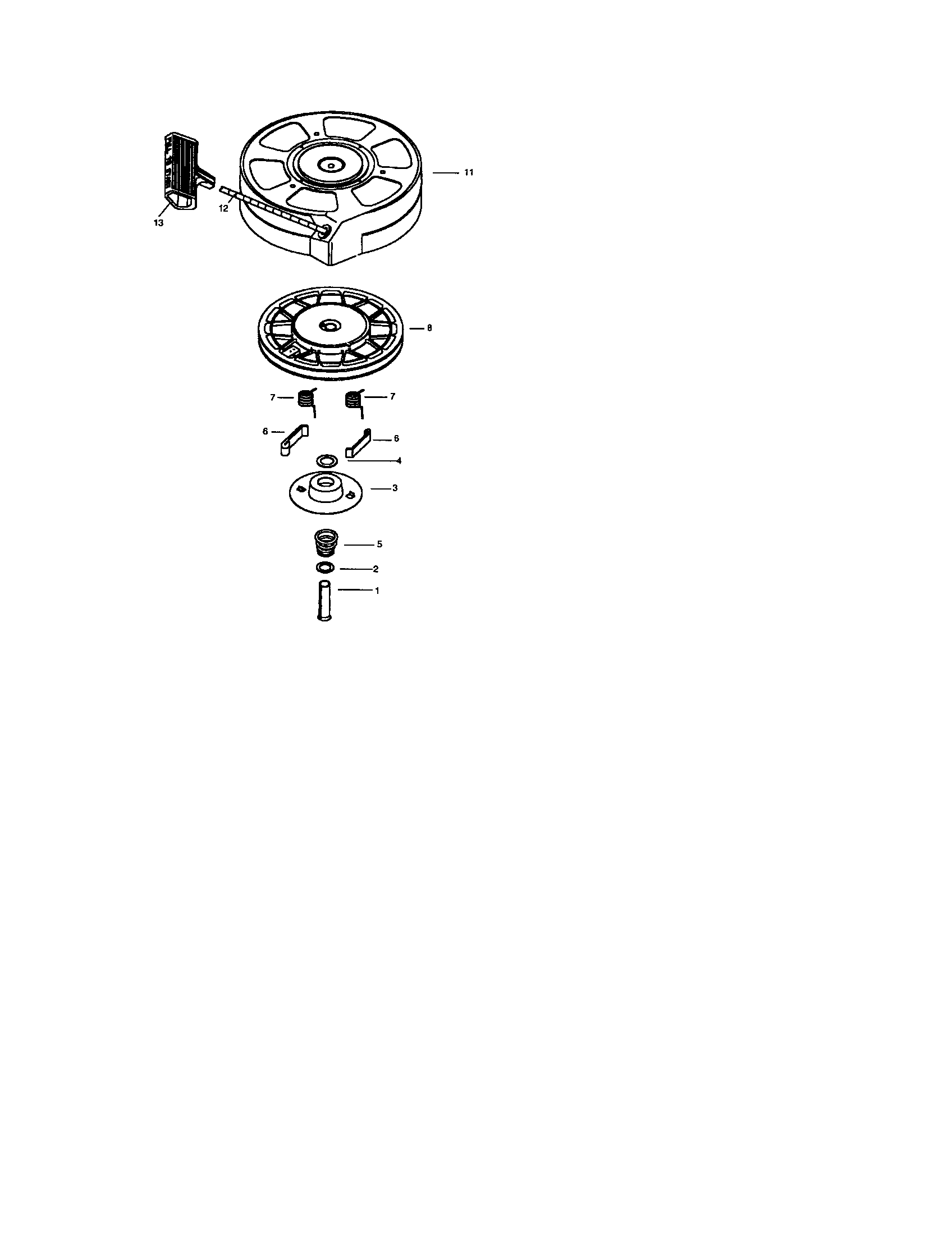 Recoil Starter Diagram and Parts List for 143016728  Craftsman Engine