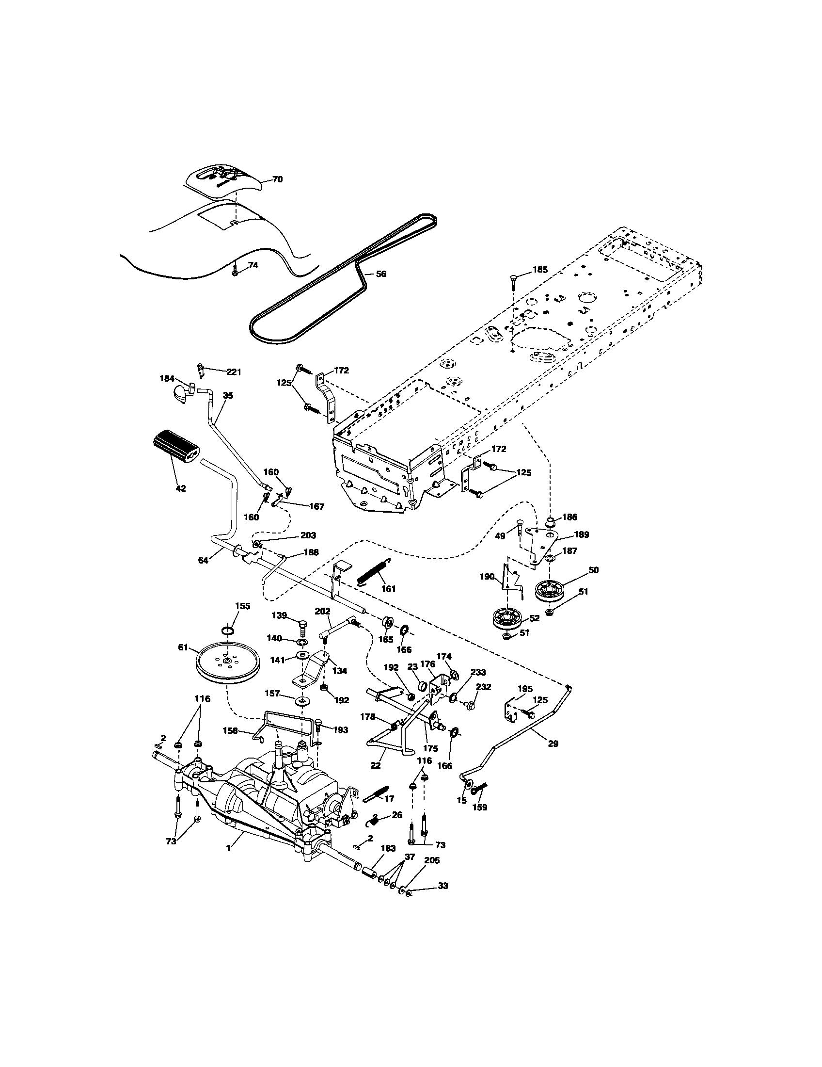 Ground Drive Diagram and Parts List for 917289073  Craftsman Lawn Tractor