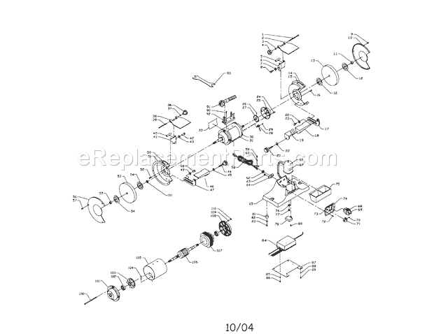 Grinding Center Diagram and Parts List for 152211521  Craftsman Bench Grinder