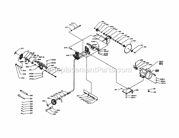 Blade Assembly Diagram and Parts List for 152221040  Craftsman Table Saw