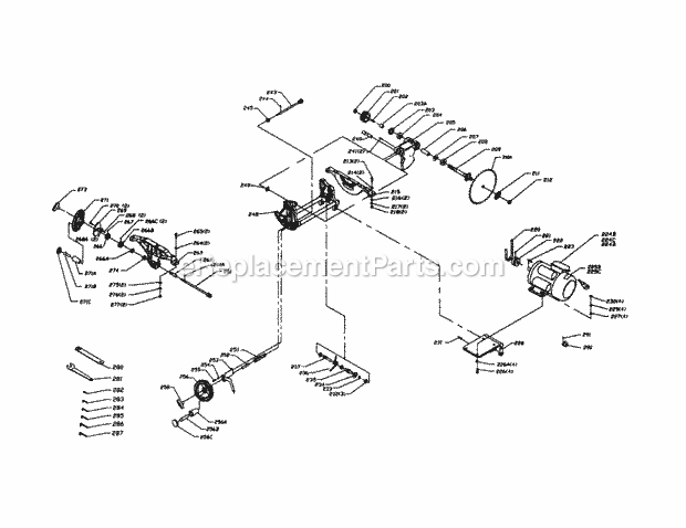 Blade Assembly Diagram and Parts List for 152221140  Craftsman Table Saw