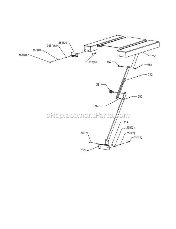 Table Adjuster Diagram and Parts List for 152221240  Craftsman Table Saw