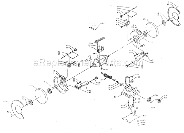 Bench Grinder Diagram and Parts List for 152241180  Craftsman Bench Grinder