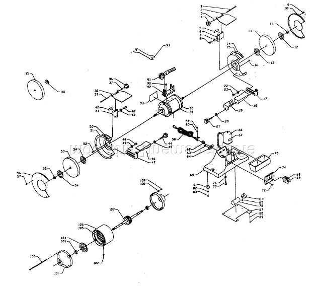 Bench Grinder/Leg Diagram and Parts List for 152241230  Craftsman Bench Grinder