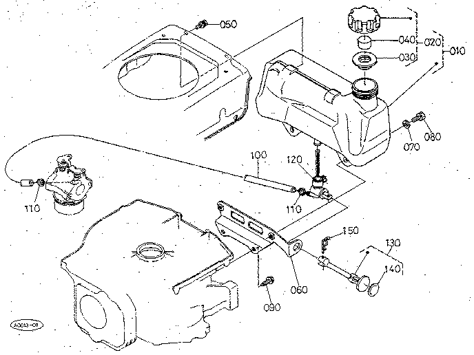 Fuel Tank Diagram and Parts List for 3901  Craftsman Lawn Mower