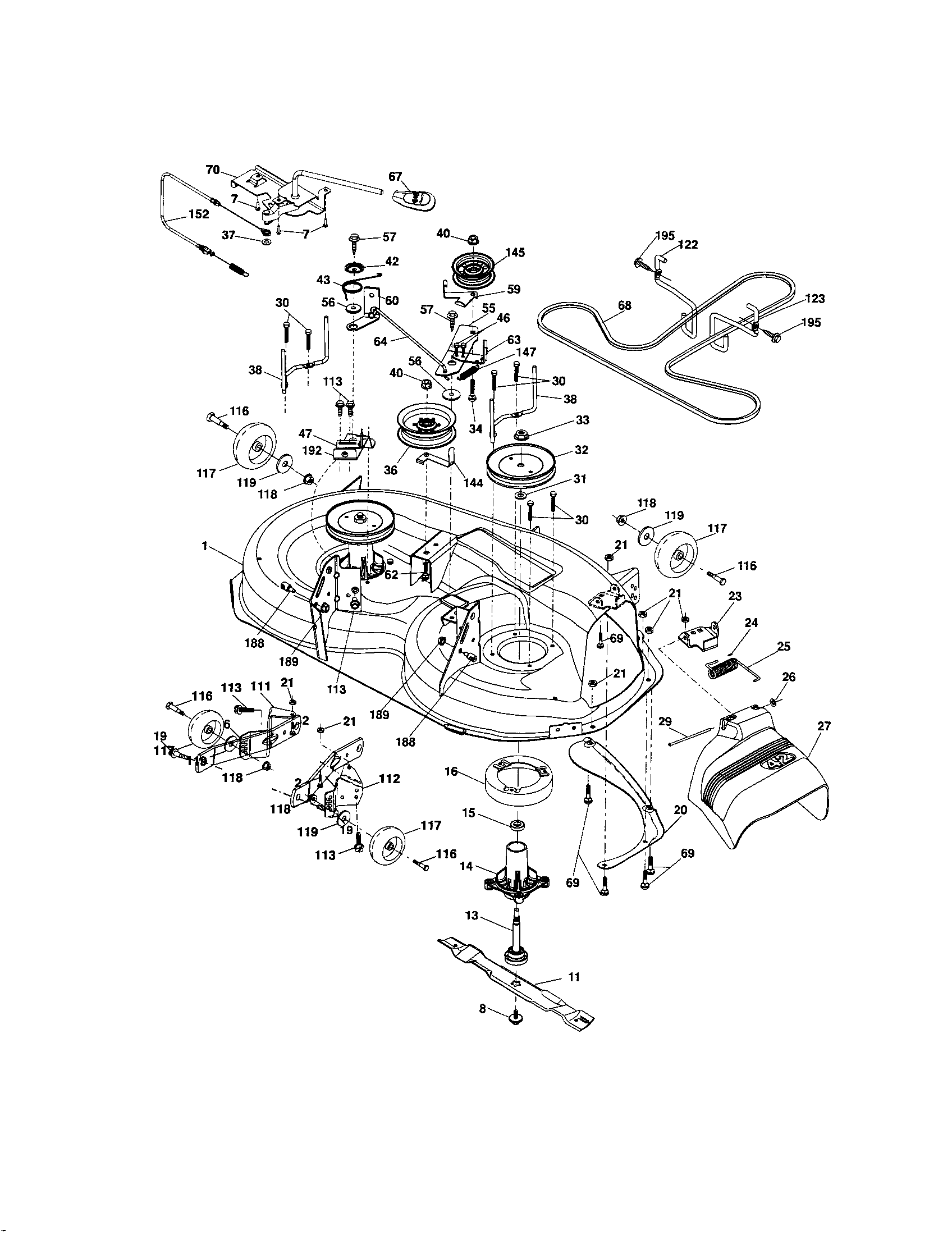 Mower Deck Diagram and Parts List for 917286380  Craftsman Lawn Tractor