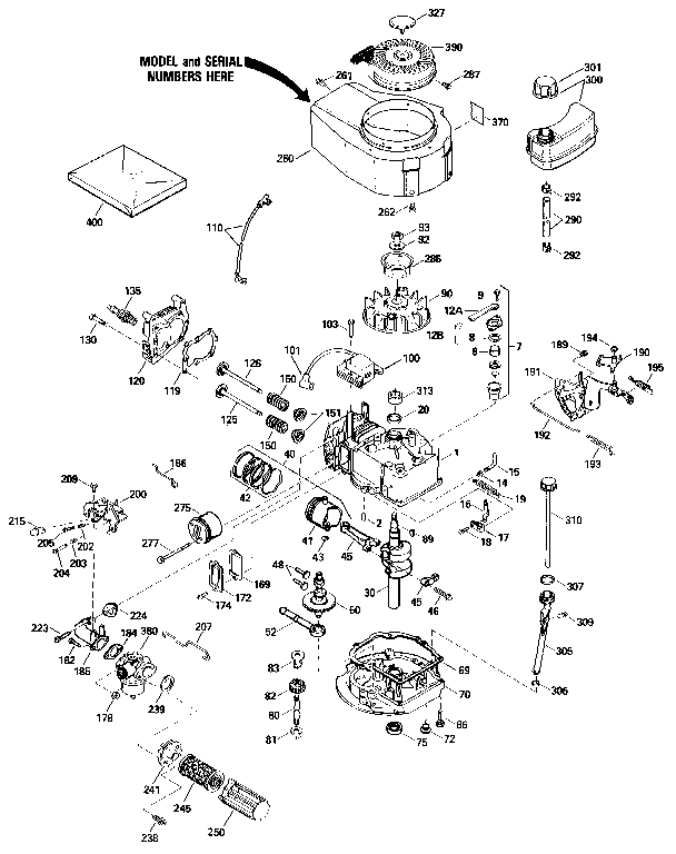 Replacement Parts Diagram and Parts List for 143434022  Craftsman Engine