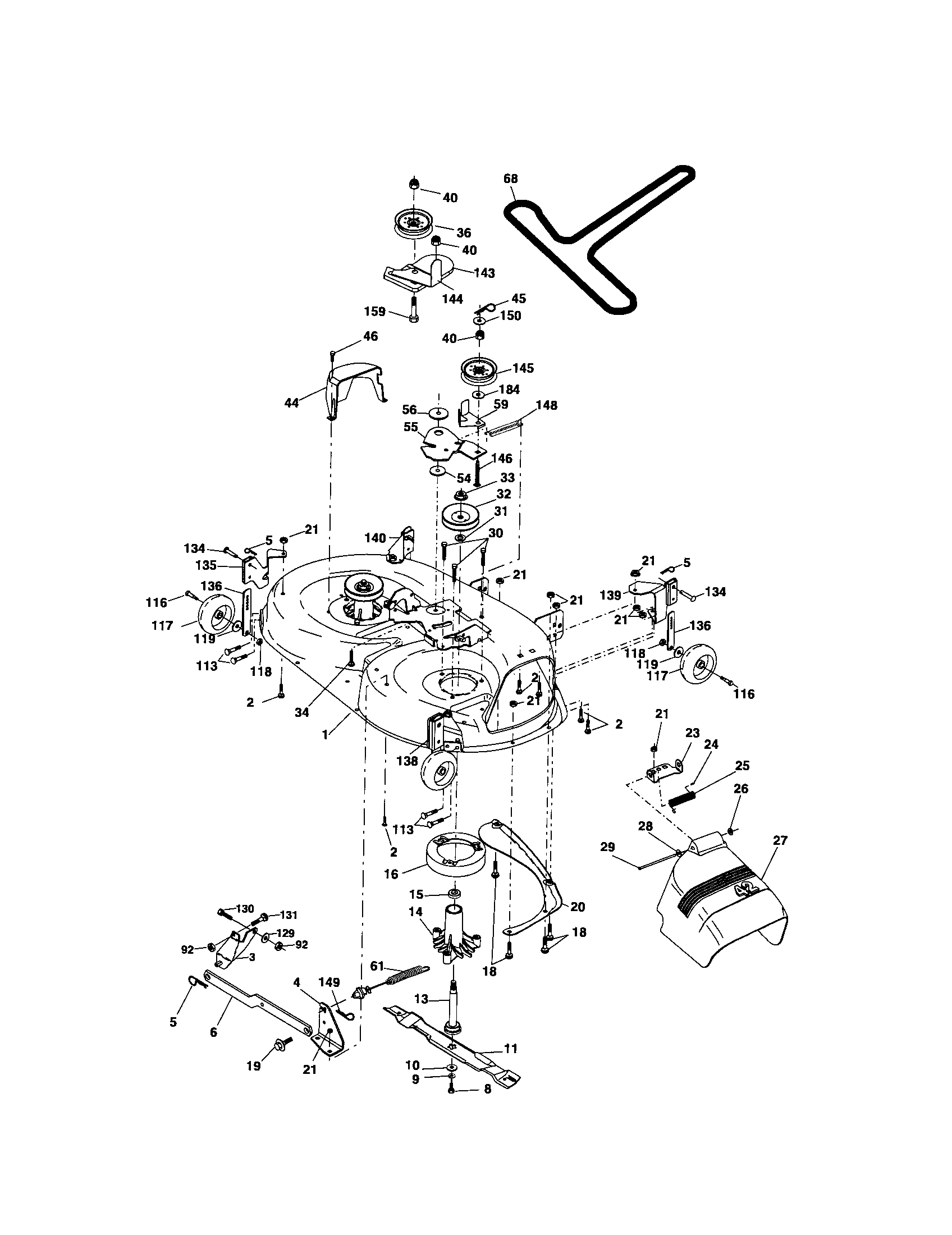 Mower Deck Diagram and Parts List for 917275684  Craftsman Lawn Tractor