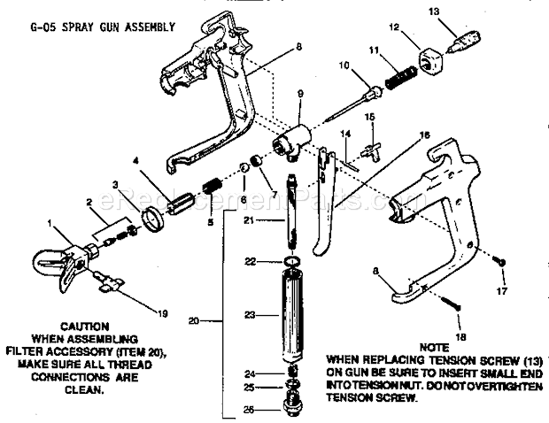 Page B Diagram and Parts List for 15551  Craftsman Paint Sprayer